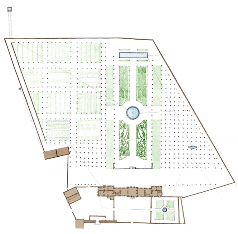 Plan des jardins de l&#039;Ancien Palais Episcopal 